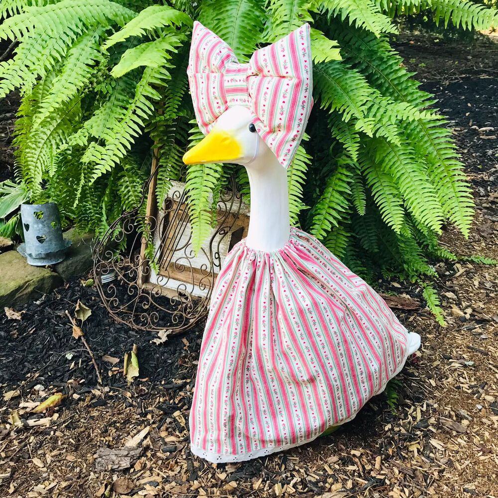 Porch Goose Dress & Bow Outfit For 18-23" Goose Handmade Christmas Holiday